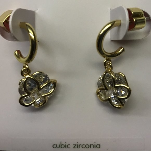 Kate Spade New Cubic Zirconia Flower Huggie Earrings - Picture 1 of 3